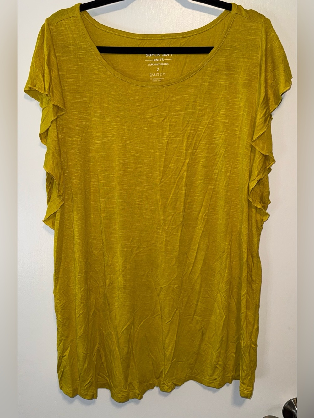 Torrid Yellow Ruffle Sleeve Short Sleeve Tee